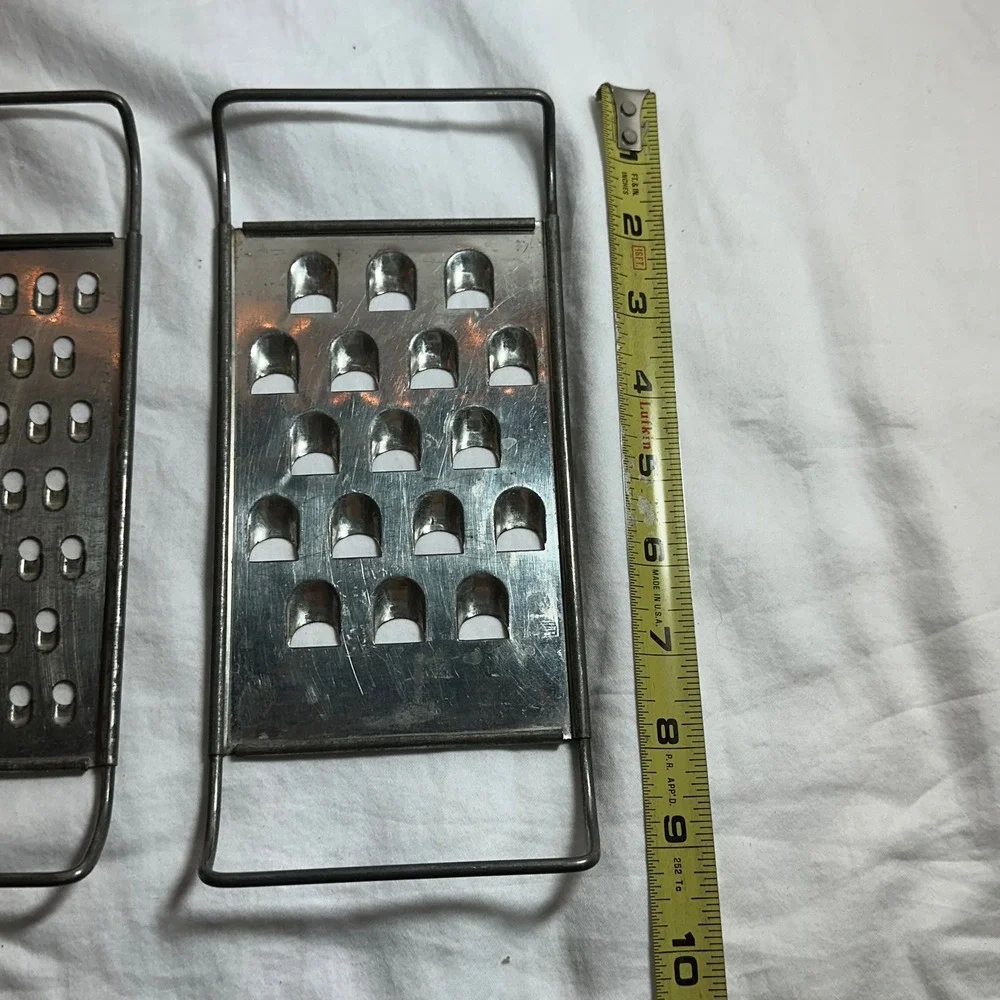 Vintage Wonder Shredders Stainless Steel Handheld Flat Cheese Grater Set Rustic